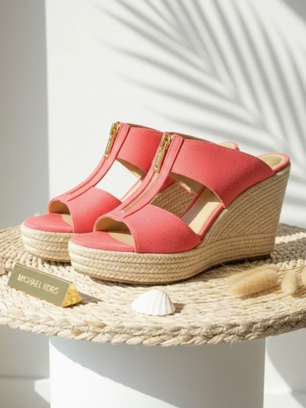 Michael Kors Women's Bradley Canvas Espadrille Wedge Geranium